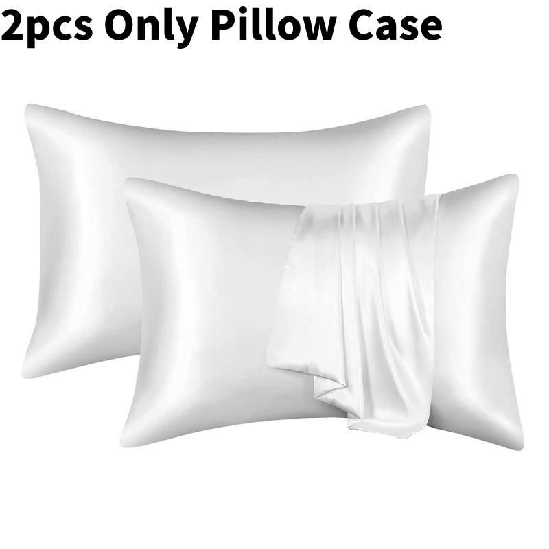 

Сатин Шт 2 Шелковая Наволочка Постельное Белье Наволочка Однотонная Принадлежности Домашнее Хозяйство White