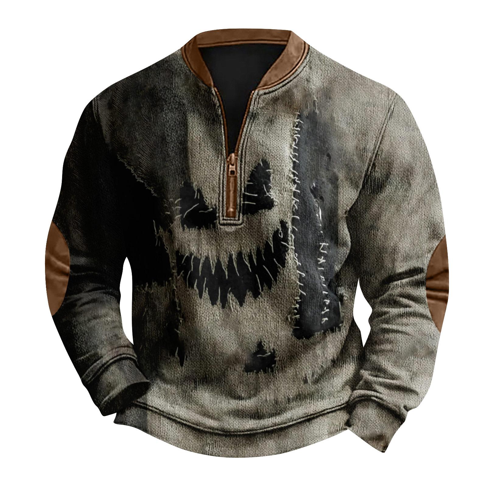 

Мужская повседневная модная рождественская принтованная толстовка без капюшона, широкая мужская свободная толстовка с капюшоном и воротником-стойкой XXXL хаки