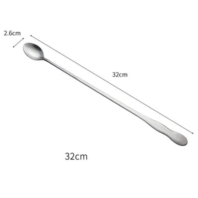 304 Stainless Steel Long Handle Mixing Spoon Small Seasoning Soup Coffee Seasoning Creative Ice Dessert Honey Spoon Hout