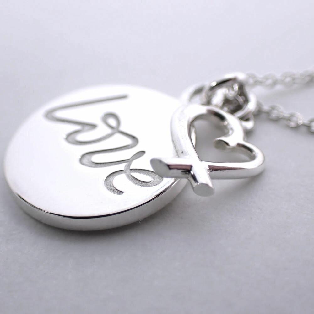 [Pre-owned] TIFFANY 925 LOVE Loving Heart Pendant/Necklace/j7-7