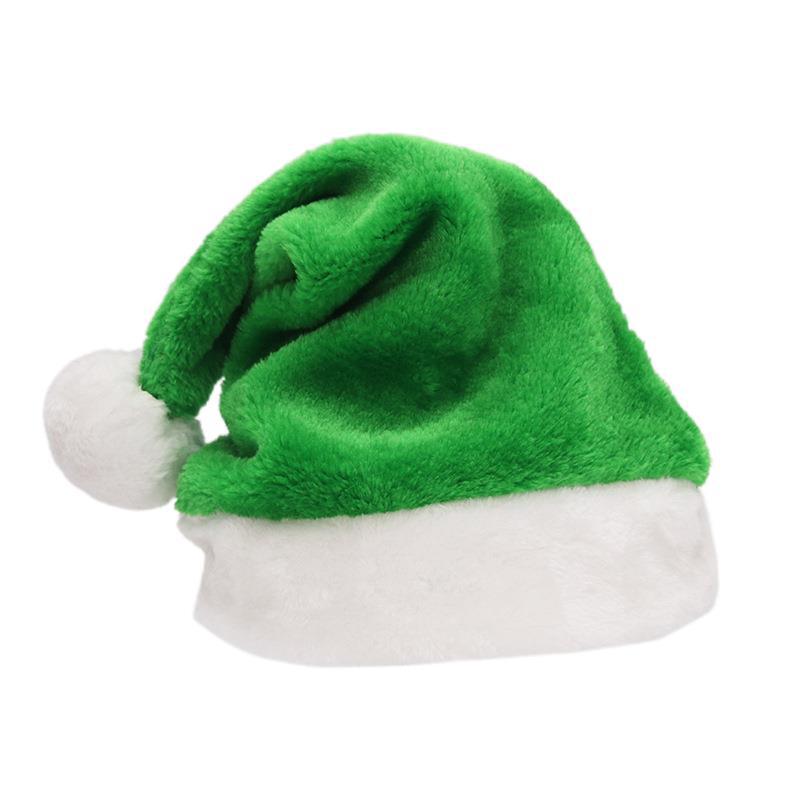 Available: Red/Blue/Pink/Green/Yellow Santa Hat - Short Plush, Brushed Finish for Adults, Holiday Party Christmas Decoration.