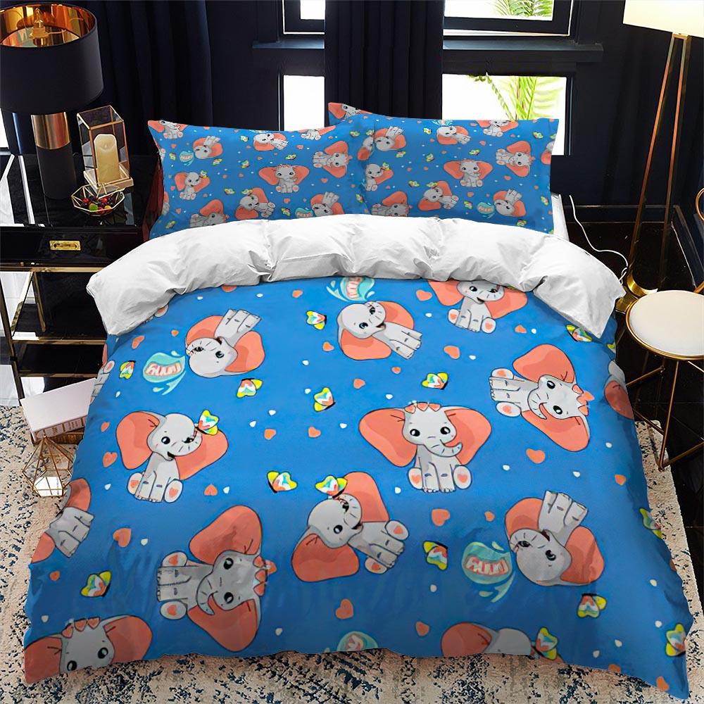 Comforter Animal Elephant Cartoon Kids Queen King Twin Size Bedding Set Wildlife Comforter 2/3Pcs Polyester
