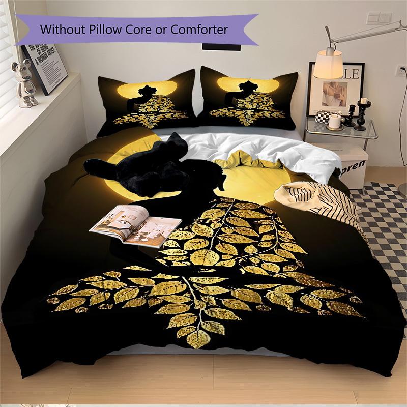 3pc Buddha Moon Cover Set - 1 Quilt Cover + 2 Pillowcases, All Seasons Bedroom Setting, Perfect for Home003