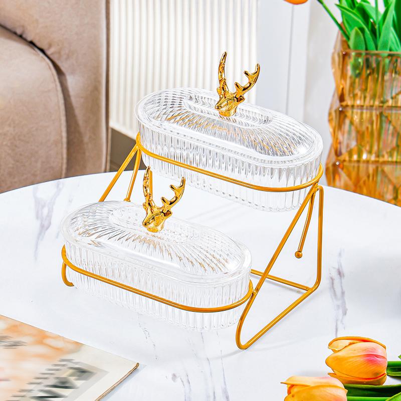 3D Design Serving Bowl Serving Tray Organizer Elegant 3-Tier Dried Fruit Nut Display Tray With Stylish Elk Lid Nordic For Fruits
