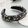 European & American Baroque Rhinestone Geometric Wide Headband - Colorful Thick Sponge Party Headdress