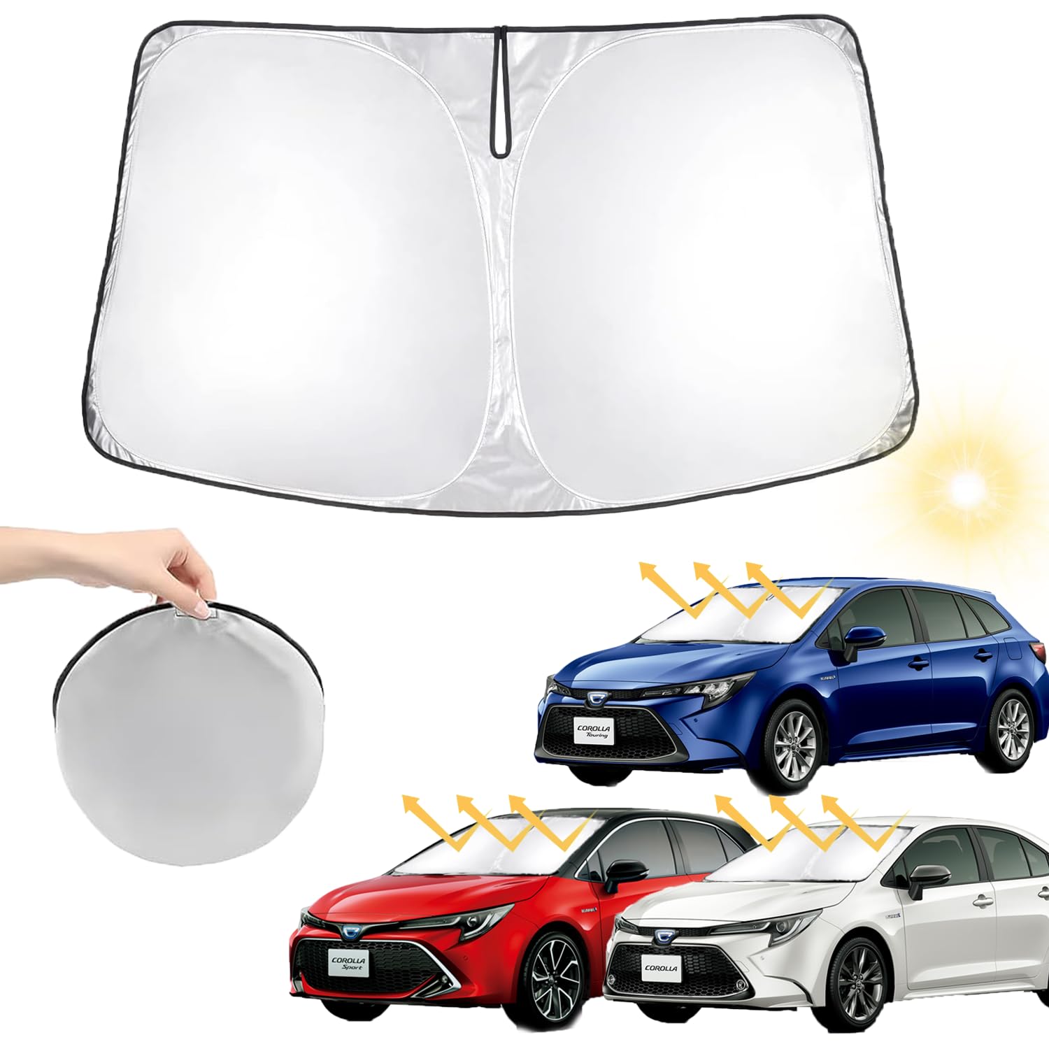 

Corolla Series wincar Toyota Corolla Sport Corolla Corolla Touring Front Sunshade with Storage Bag Light Heat Insulation Corolla Sport Sunshade