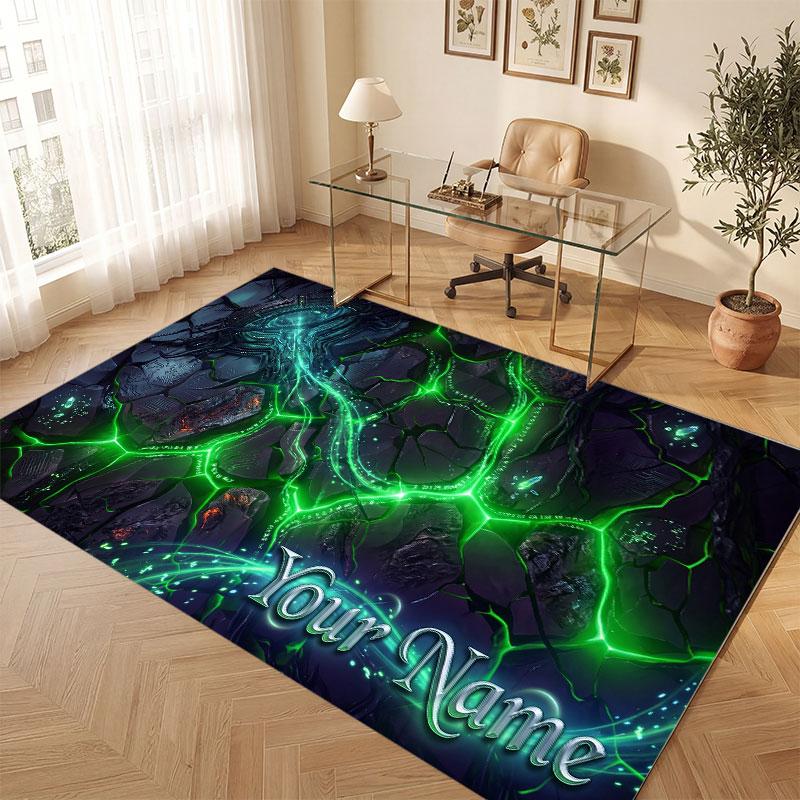 Fantasy Magic Theme Crystal Velvet Floor Rug Personalized Custom Name Text Warm Carpet Home Decoration