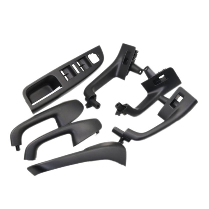 7PCS Black Interior Handle Door Grab Window Switch Bezel Cover For Golf 5 Gti-MK5 Jetta Inner Armrest 1K0 868 040B