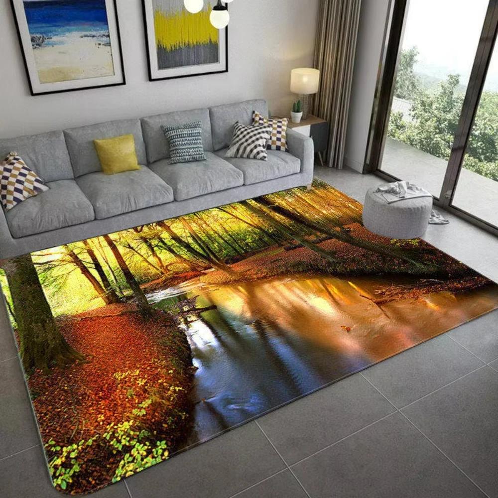 Nature Inspired 3D Scenery Carpet Soft Rug for Living Room Bedroom Kids Room NonSlip Floor Mat Eco Friendly Home Decor Gift Idea