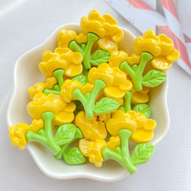 10Pcs New Cute Resin Cartoon Beautiful Bouquet Flowers Series Flat Back Manicure Parts Embellishments For Hair Bows Accessories