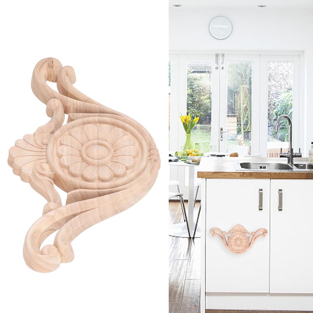 Wood Applique sy Installation Natural Eco Friendly Exquisite Pattern Wood Carving Applique