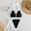Trendy Halter Neck Strappy Bikini Swimsuit - Sexy Solid Color