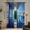 2Pcs Aerial View City Landscape Curtain New York City Night View Backdrop Skyscraper For Living Room Bedroom