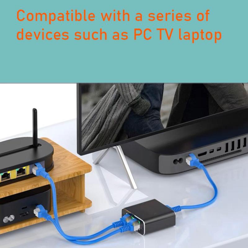 Network Cable Splitter With One To Two Simultaneous Internet Access Rj45 Splitter With One To Two Switch Ethernet Port Gigabit