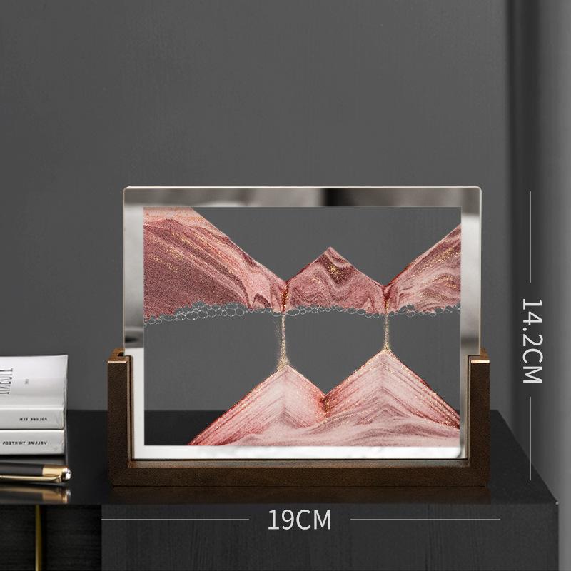 Walnut Wood Frame Sandscape Moving Sand Art Picture Quicksand 3D Hourglass Square Flowing Sand Painting Office Home Decor Gifts