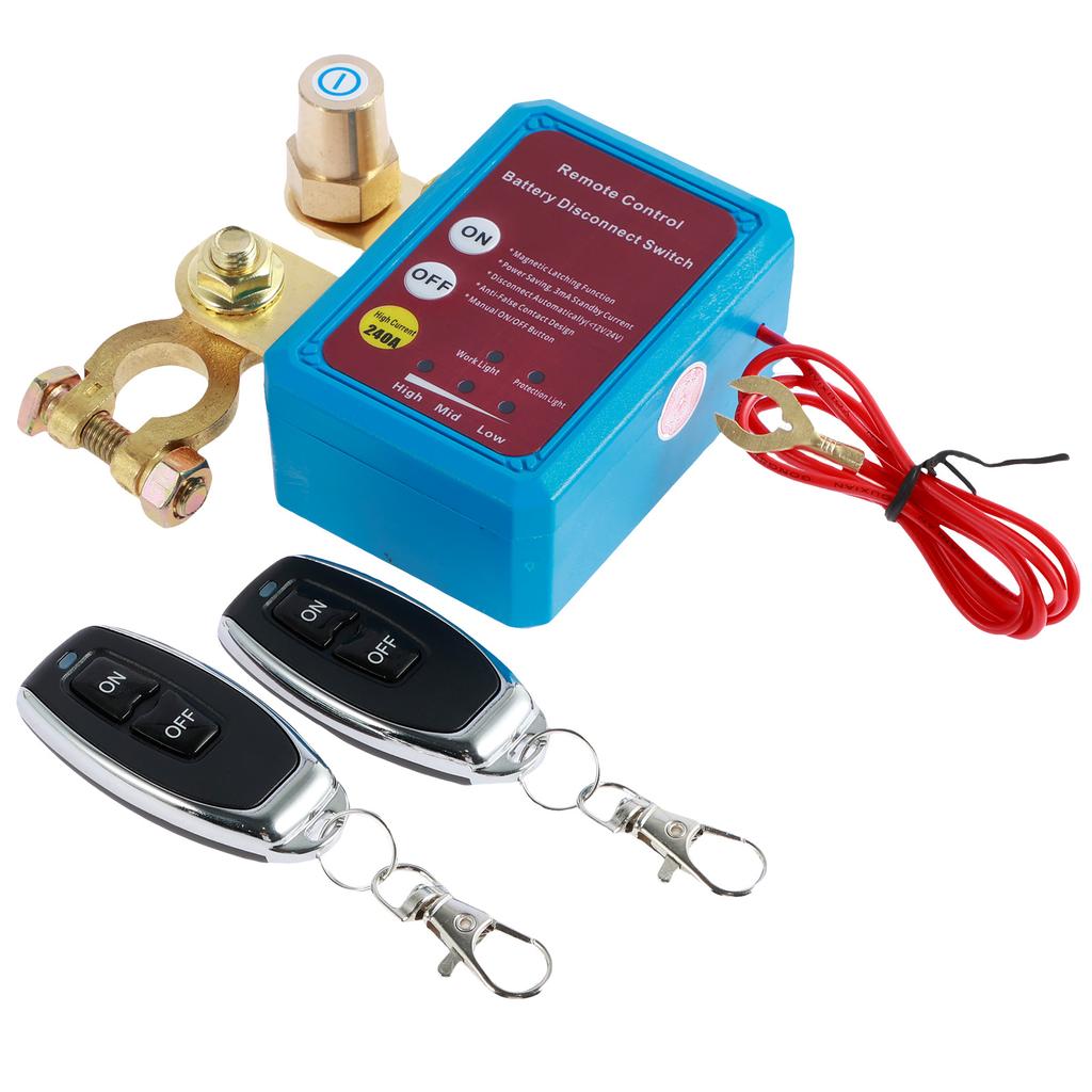 Car Kill Switch 12V 240A Remote Battery Disconnect Switch Anti Theft Car Battery Cut Off Switch for Car RV ATV Boat Truck