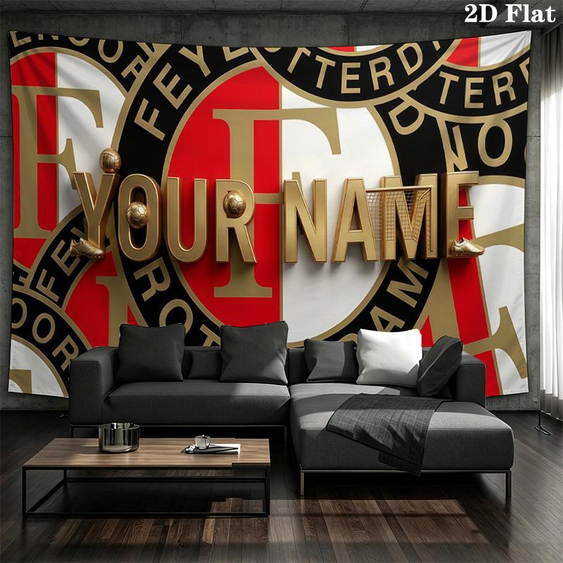 Custom Name,Feyenoord Wall Tapestry, Aesthetic Printed Fabric Blanket, Suitable for Bedroom, Living Room, and Home Decor.