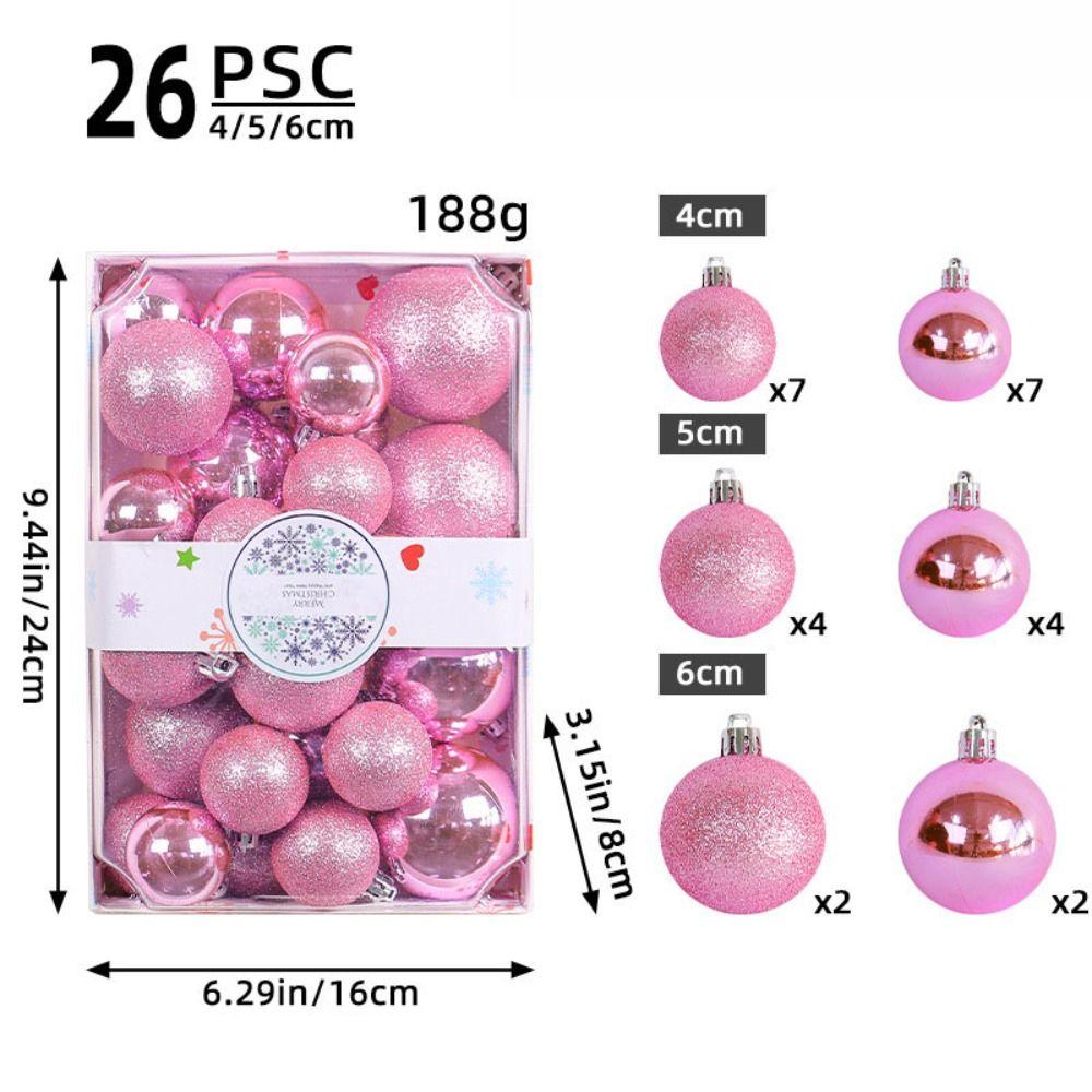 26Pcs Plastic Christmas Hanging Ball Merry Christmas Tree Decor Hotel Office Decor