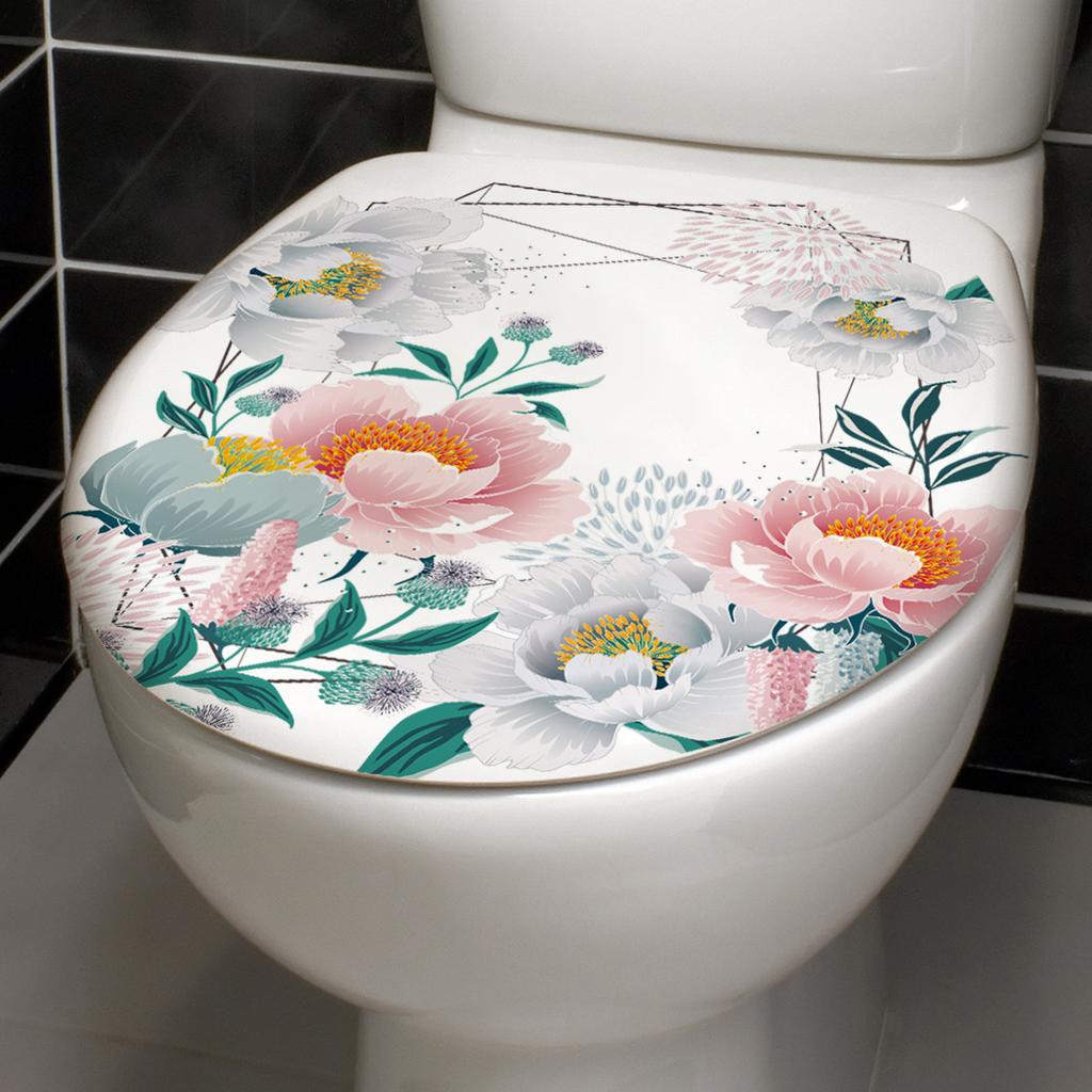 Samoprzylepne Naklejki Kolorowy Kreskówkowy Motyl Kwiat PVC Wodoodporna Naklejka na Toaletę do Dekoracji Domu Łazienki