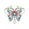 Enamel-colored Butterfly Brooch for Women, Featuring Chinese Style, with Pearl Embellishments, An Elegant Large Pin.