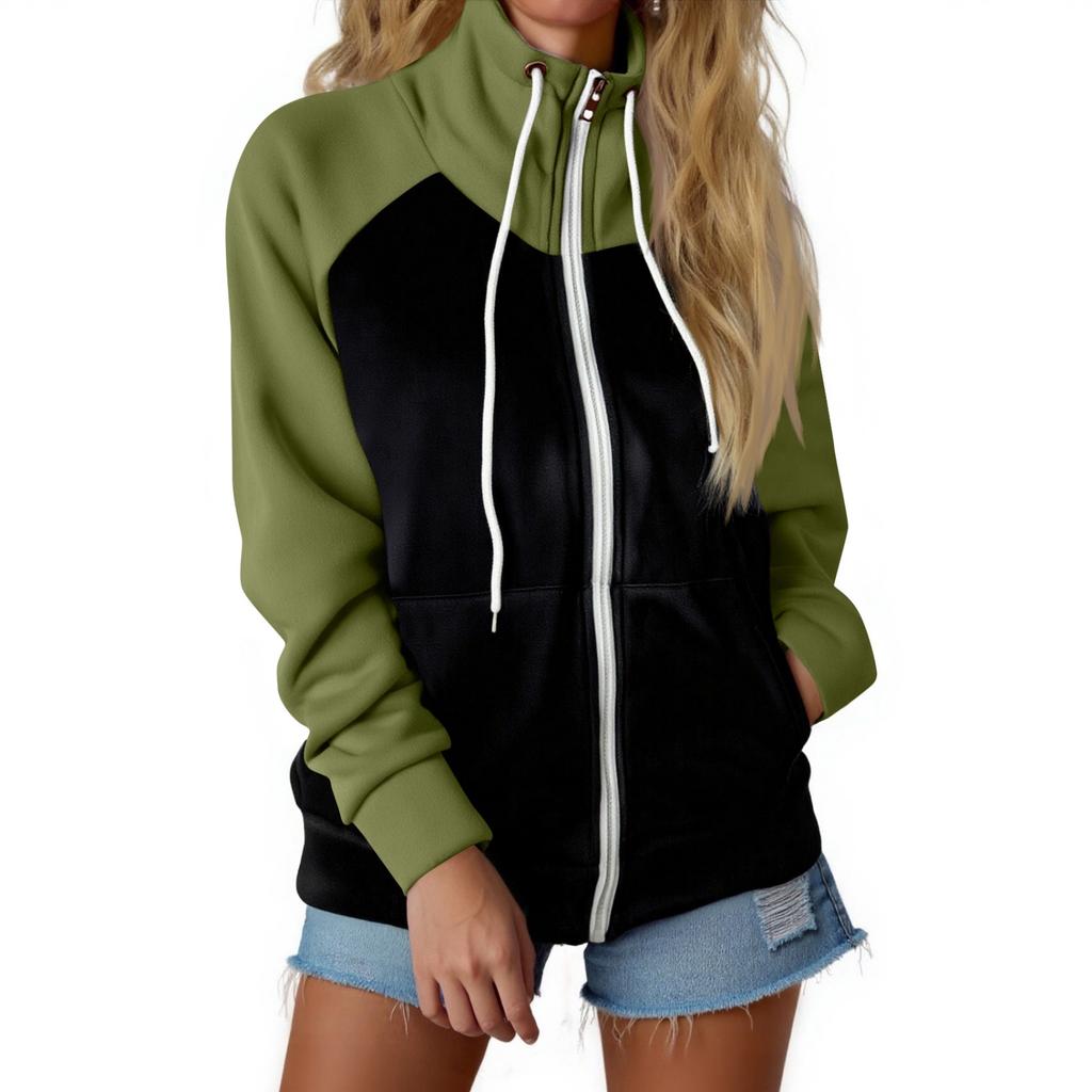 Women's Casual Loose Color Fleece Sweatshirt Top Jacket