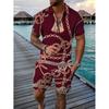 2025 summer men's 3D digital printing short-sleeved polo fashion sports and leisure suit foreign trade men's solid color