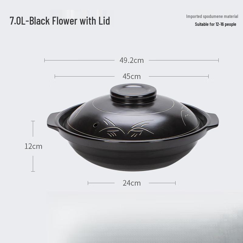 LIEI Commercial Ceramic Shallow Casserole Pot with Lid