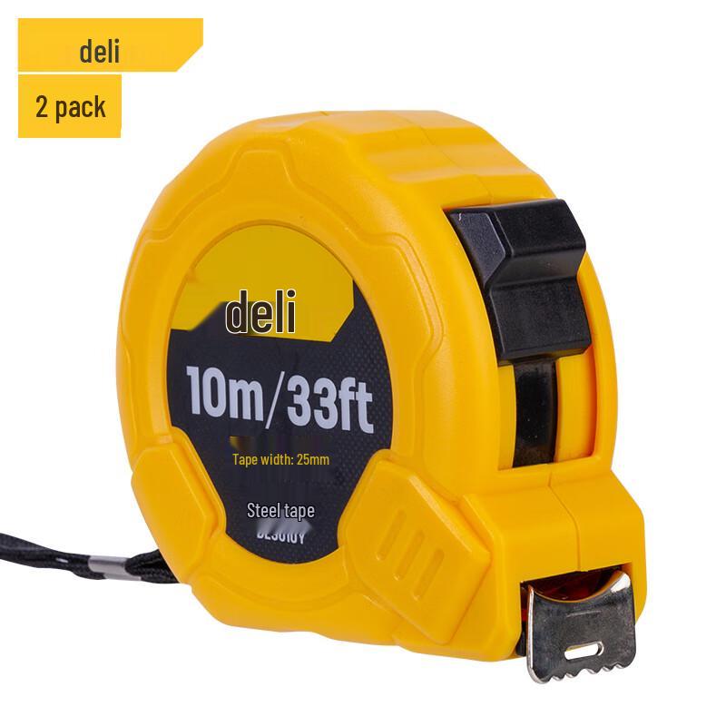 Deli 10m x 25mm Steel Tape Measure (2-Pack) 10m x 25mm