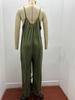 2026 Sommer Damen einfarbiger Jumpsuit mit aufgesetzten Taschen und Trägern - Lockere lässige Passform lange Hosen