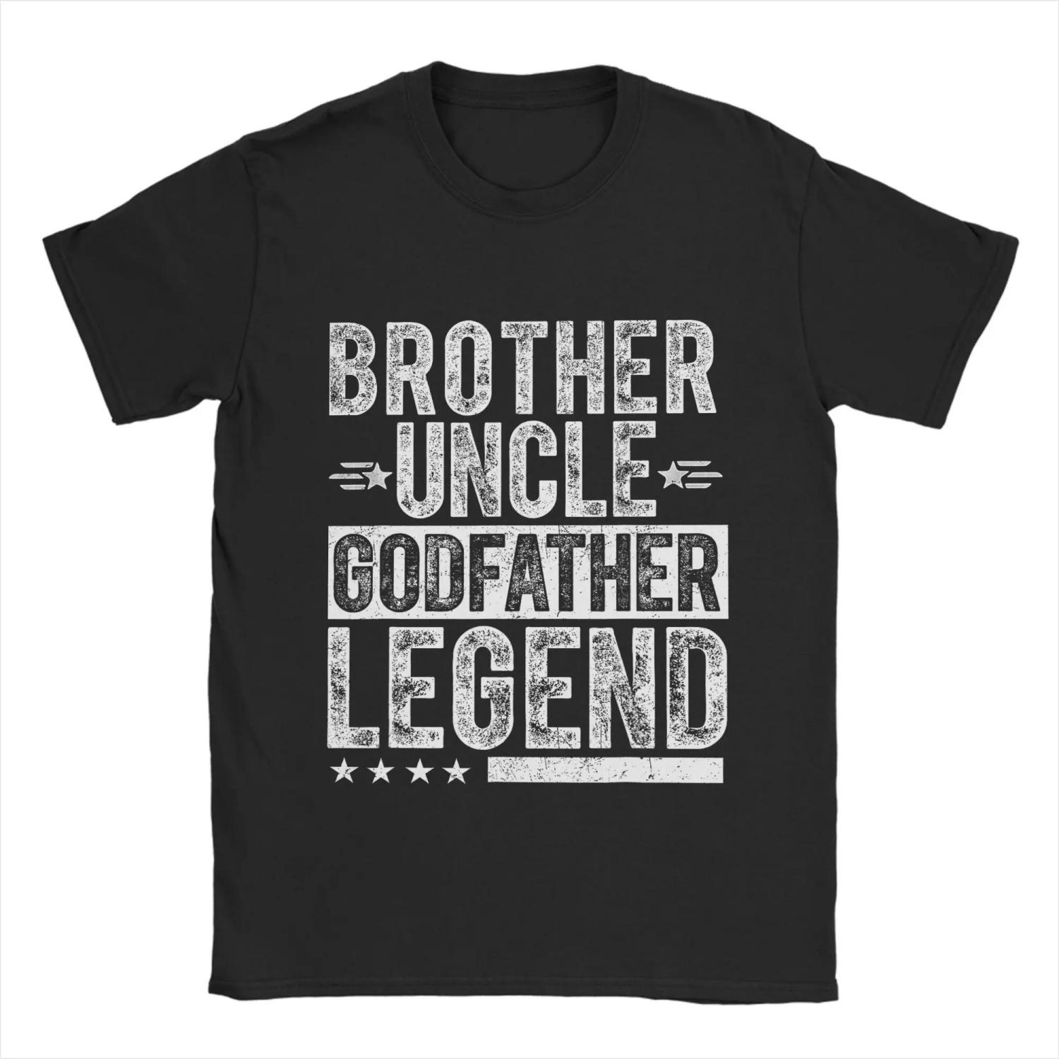 

Uncle Godfather Legend T Shirts for Men Cotton Fun T-Shirts Round Collar Tee Shirt Short Sleeve Clothing Graphic Printed S чёрный