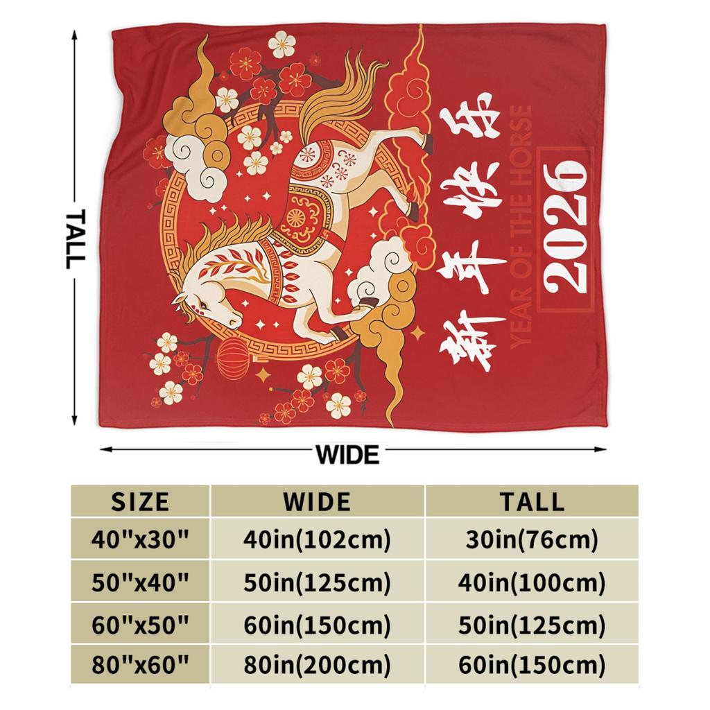 Year Of The Horse - Chinese New Year Zodiac Blankets Fleece Vintage Warm Throw Blankets for Bedspread Decoration,