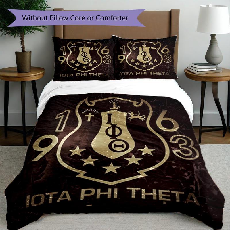 3pcs Duvet Cover Set (1*Duvet Cover + 2*Pillowcase, Without Core), Iota Phi Theta Print Bedding Set, Bedroom Decor, All‑Season, Birthday Gift