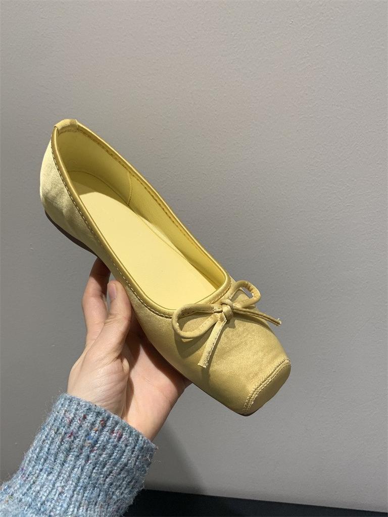 Sanfter Abendwind Tanzschuhe Neujahr süße Schleife blauer quadratischer Kopf flache Öffnung innere Absatzhöhe erhöhend Abendwind Damenschuhe