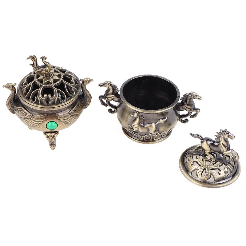 Alloy Lucky Incense Burner Bowl Incense Holder With Handle Yoga Meditation Home Office Decor Ancient Style For Relaxation