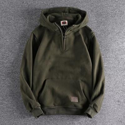 Sweat-shirt décontracté pour hommes, épais, couleur unie, sweat à capuche, ample, Sport avec fermeture éclair, poche élastique, chaud et élégant, automne hiver