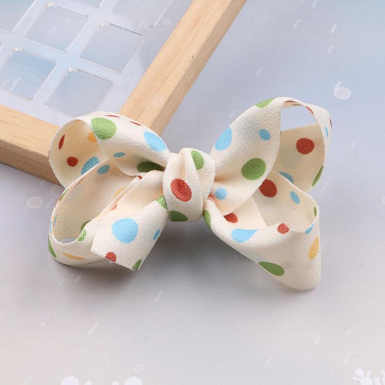 

Кремово-белые заколки для волос с бантом в горошек для девочек