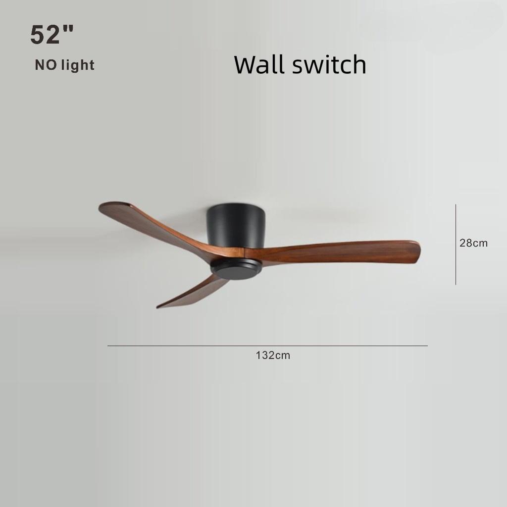 Living Room Bedroom Solid Wood Ceiling Fan Creative Villa Hotel Decoration Fan Nordic Minimalist Variable Frequency Fan