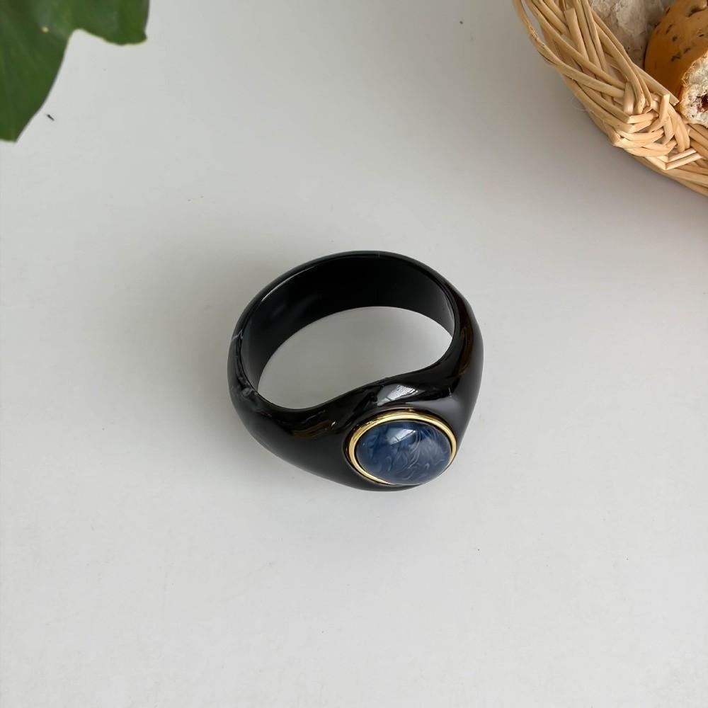 Stone Inlay Wide Bangle Oval Chunky Bracelet New Irregular Resin Bracelet  Gifts