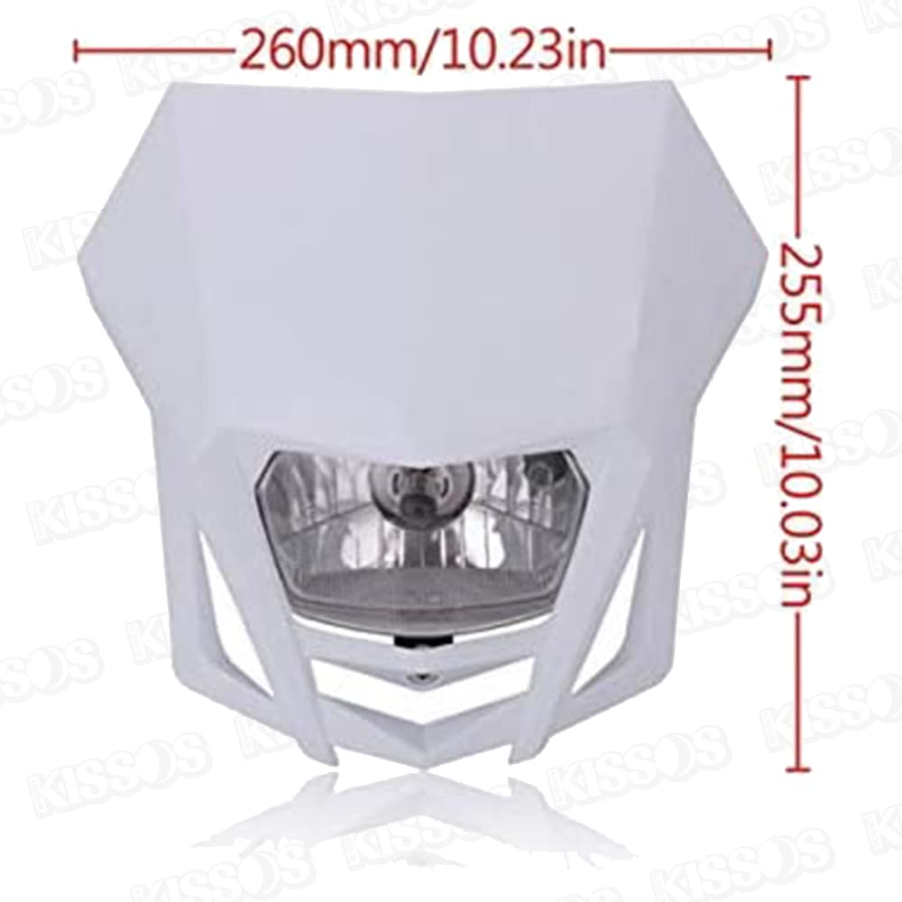 Headlight Cowl Motocross Street Headlamp Front Mask Motorcycle Dirt Bike Light Cowl Off-Road (White)