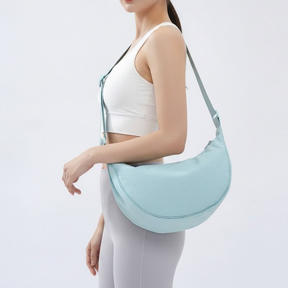 Solid Color Nylon Hobos Bag Nylon Messenger Bag Simple Half Moon Bag  Ladies Purse