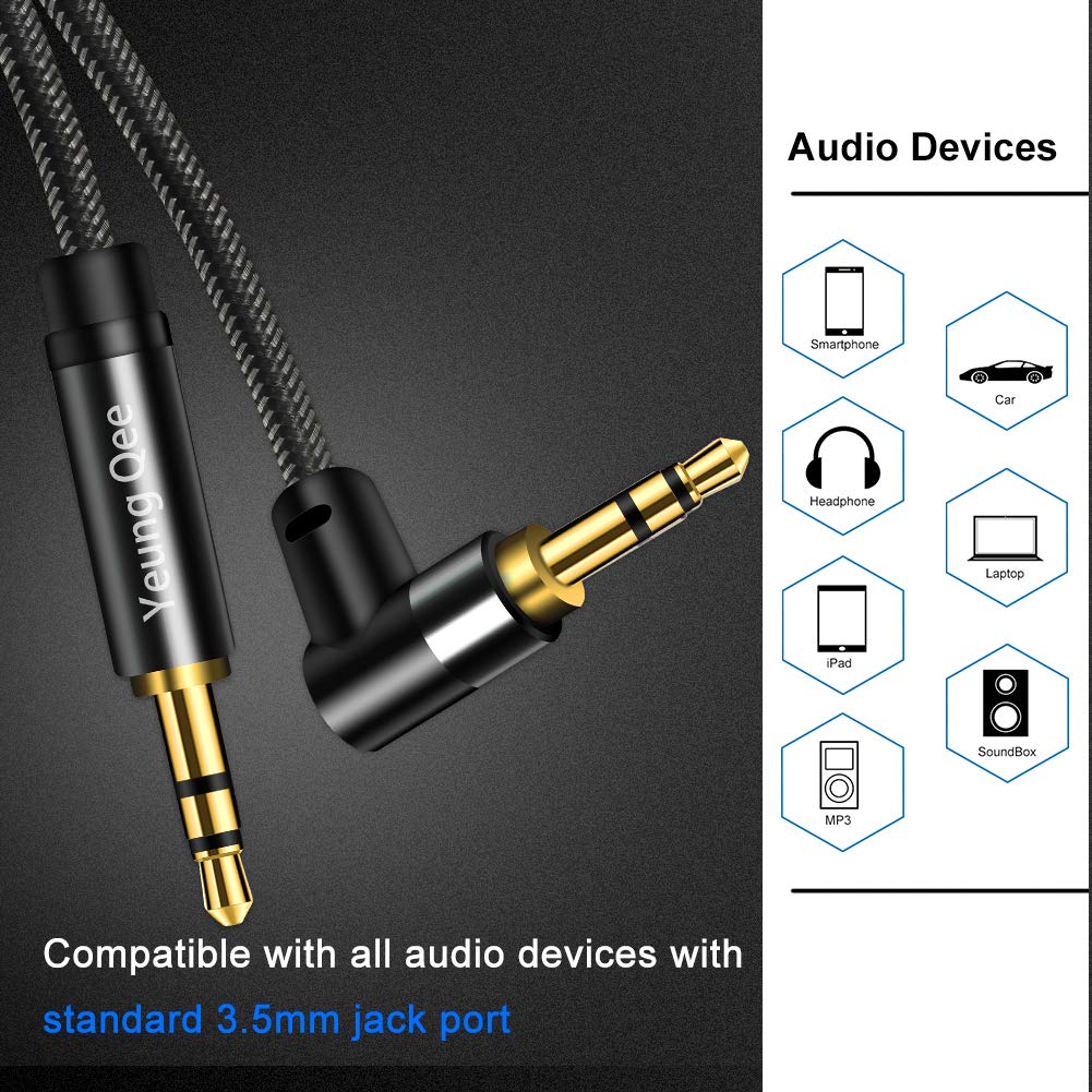 3.5mm Aux Cable 1ft, 3.5mm Nylon Braided Male to Male Stereo Audio Cable Audio Auxiliary Input Adapter for Headphones, Car, Home Stereos, Speaker