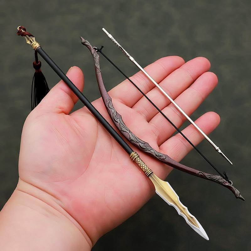 [Nekogamiyama] Suikoden Warlord Heldenwaffe Hanaei Speer 22cm Lang & Pfeil und Bogen 18cm Lang / Miniaturfigur Sammlerdeko