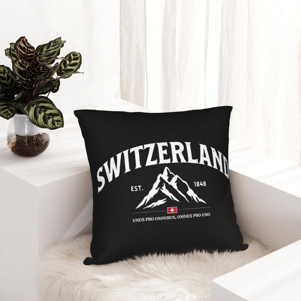 Switzerland Swiss Flag Mountains Pillowcase Printed Polyester Cushion Cover Decor Europe Throw Pillow Case Cover Seater Square