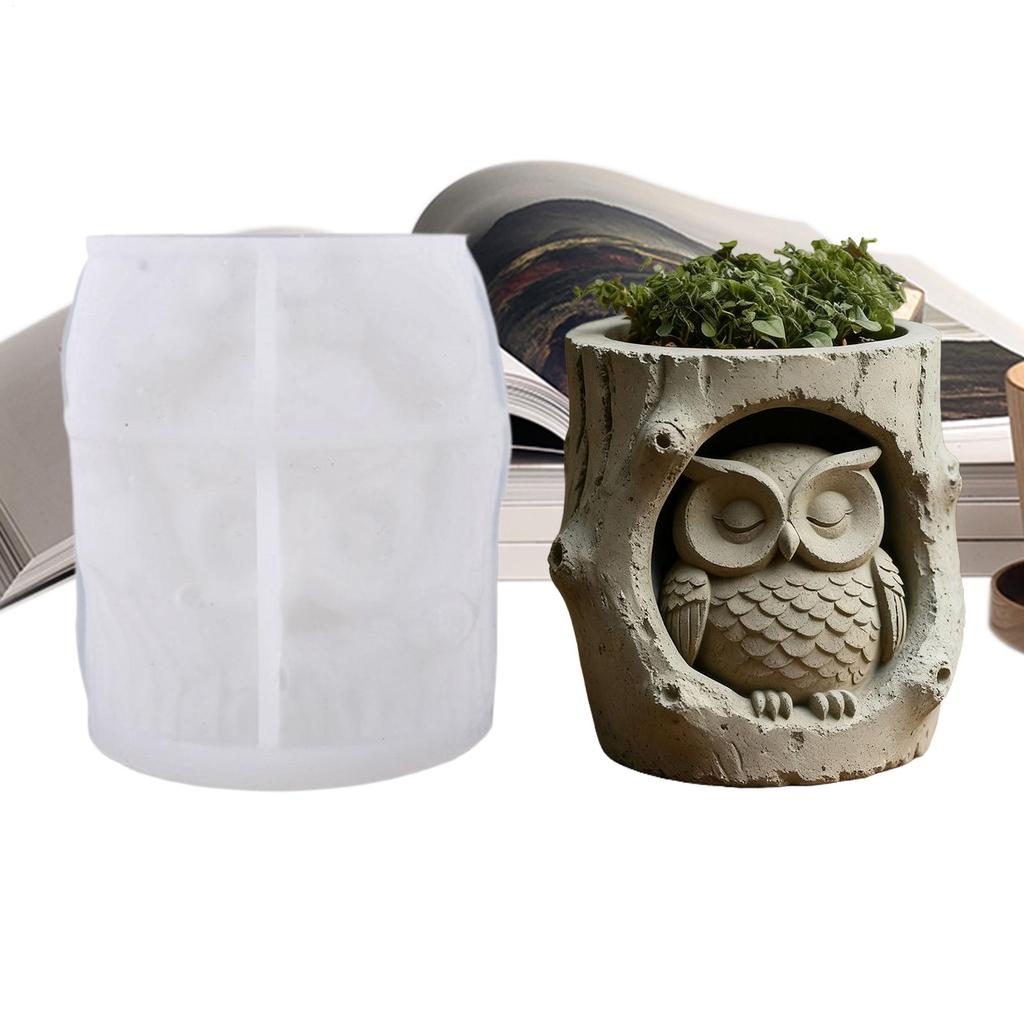 Tree Stump Owl Silicone Mold Epoxy Resin Molds Aromatherapy Cement Gypsum Cup Mold DIY Dropper Storage Cup Flowerpot Ornament