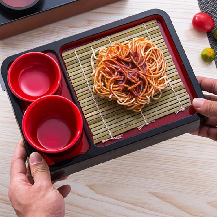 Multipurpose Soba Noodles Plate Sashimi Platter with Bamboos Mat Food Snacks Dishes Serving Platters Easy To Clean