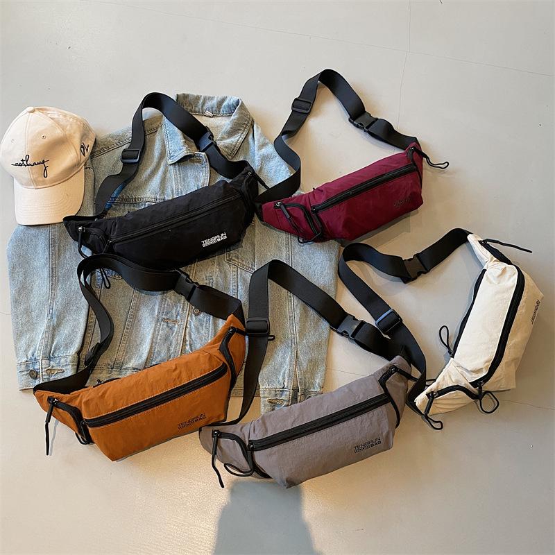 Japanese and Korean casual alphabet neutral breast bag ins style sports trendy brand shoulder crossbody fanny pack