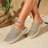  Slipper mesh espadrilles outdoor bohemian beach sandals ankle strap high heel pumps comfort csaual lady mule shoes