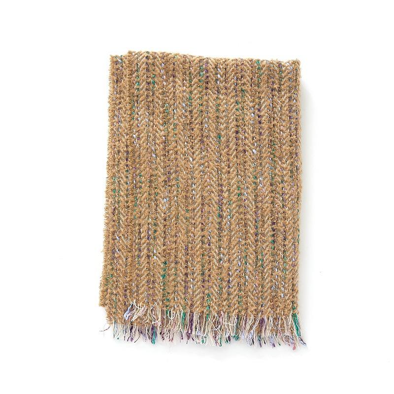 Schal Herbst und Winter Fischgrätenmuster neue Kreiswolle lockerer Bart Fransen Schal