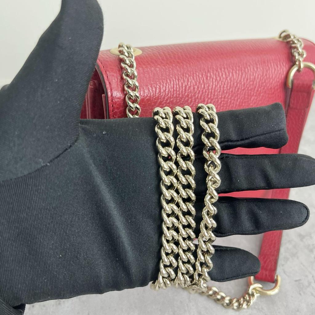 [Pre-Owned] Gold Double G Chain Shoulder Strap Crossbody Accordion Bag - Excellent #1VG6RRJ