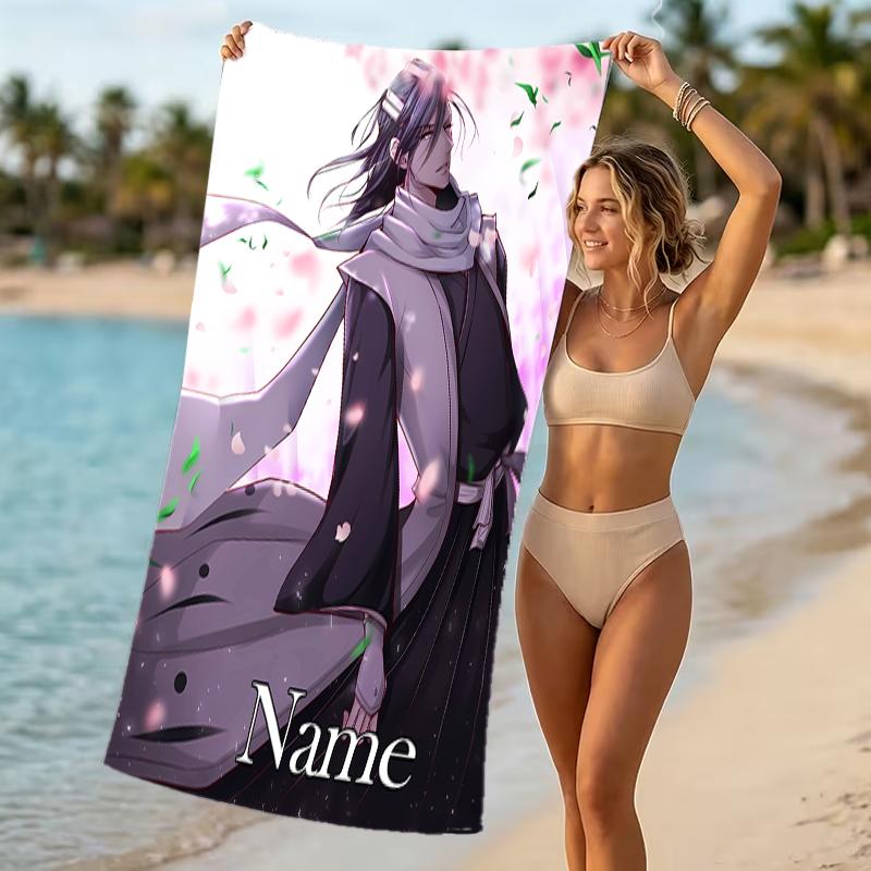 Customizable personalized beach towels Byakuya Kuchiki themed designs.Suitable for the beach, yoga, sports;ideal as beach accessories
